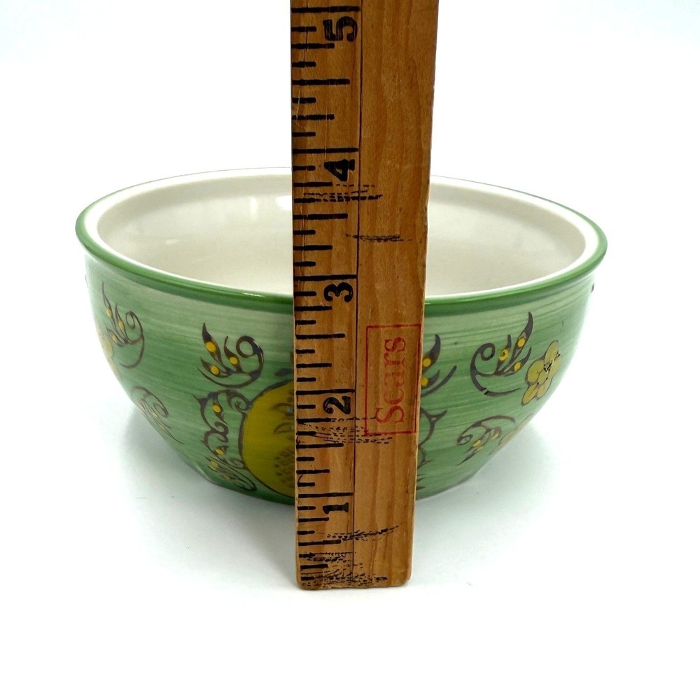 Yokohama Studio Bowl 5.5" Green Pineapple Hand Painted Ceramic Floral Japan - Picture 6 of 7
